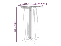 Garden Furniture - Mesa de bar plegable madera maciza de teca 90x65x105 cm