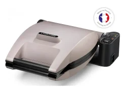 Gofrera LAGRANGE 019133 Gris Perla 1200W - Placas de Aluminio Fundido Antiadherentes, Ajuste Suave/Crujiente, Pincho para Gofres Incluido