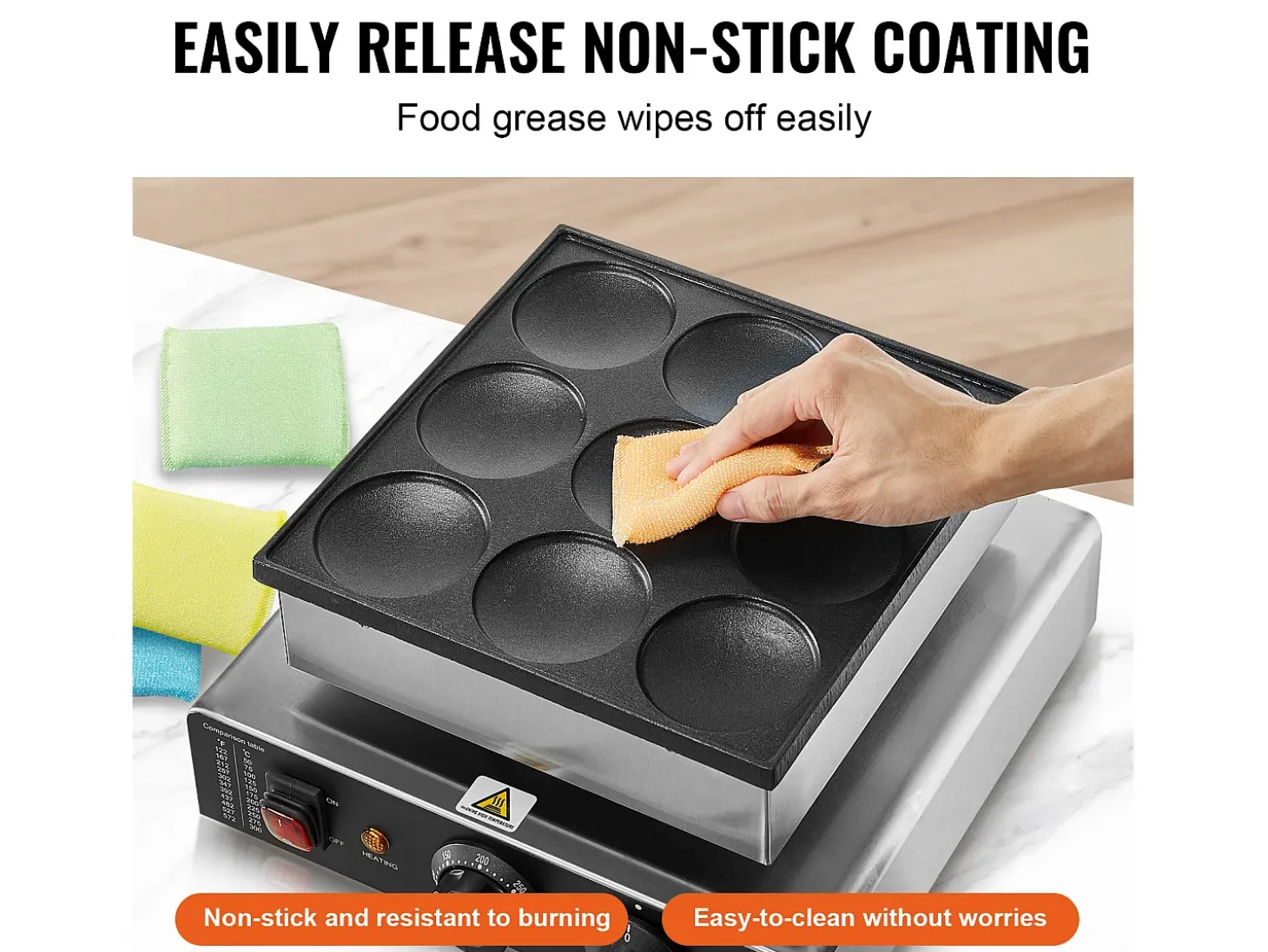 Gofrera SucceBuy 9 Piezas 76 mm Máquina Comercial de Crepas Holandesas Dorayaki 850 W Antiadherente