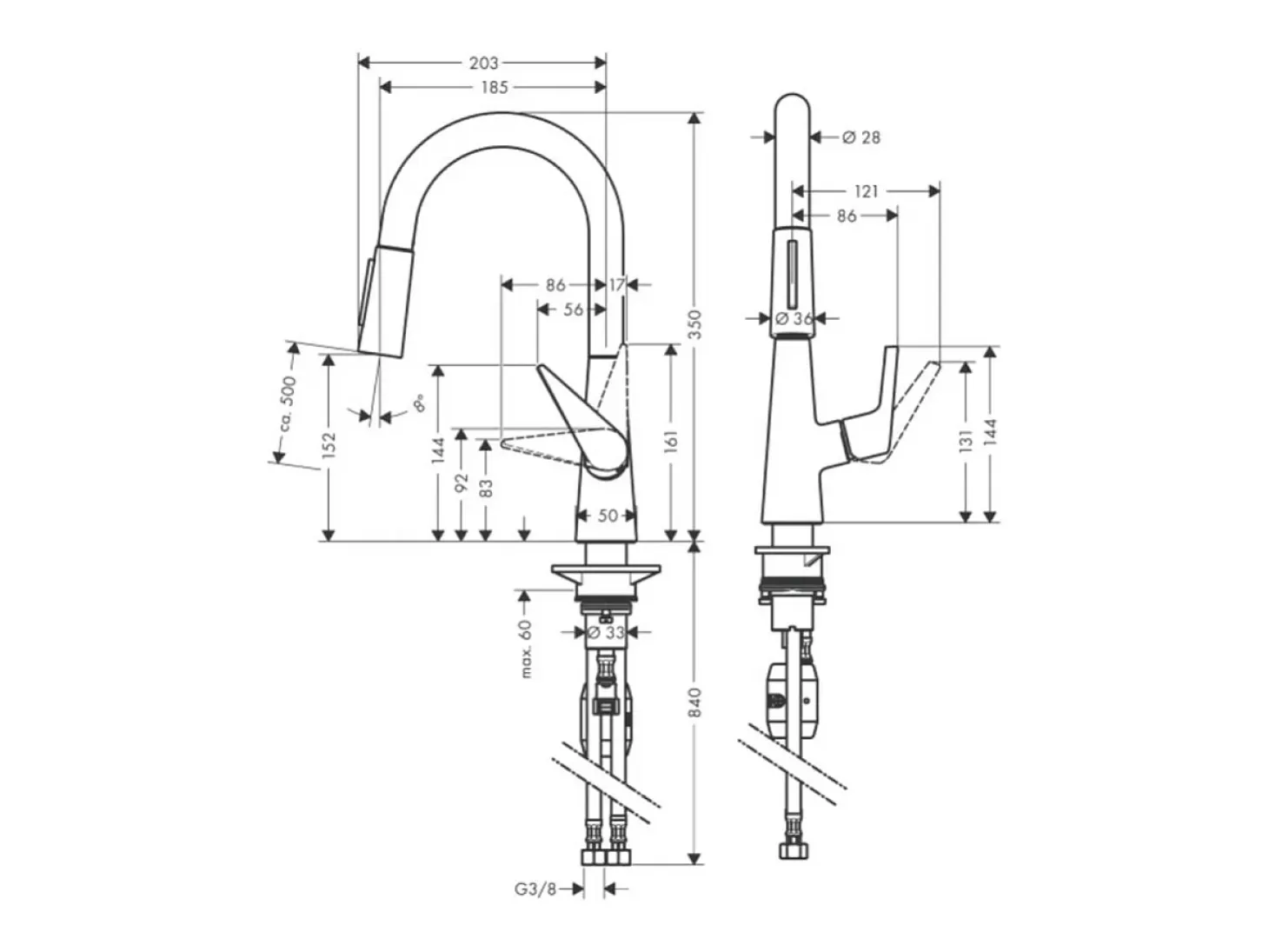 Grifo de cocina con HANSGROHE Talis M51 160 chorro cromado de 2 chorros