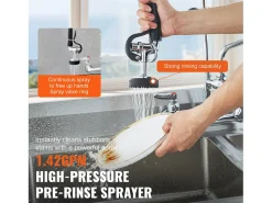 Grifo de Cocina SucceBuy para Fregadero de Montaje en Pared - Con Rociador de Prelavado, 53.3 cm