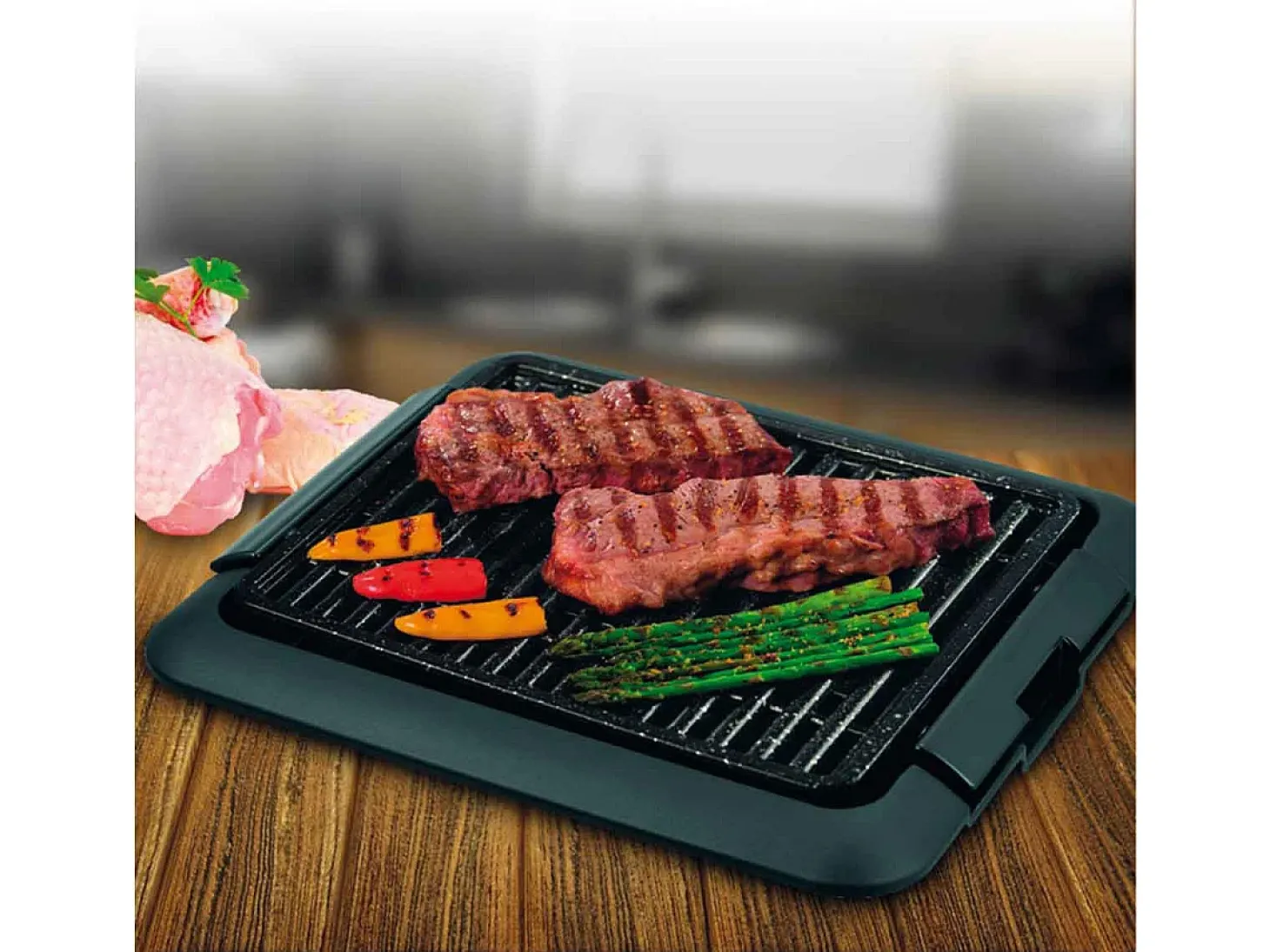 Grill eléctrico BN3673 parrilla antiadherente 1250W negro