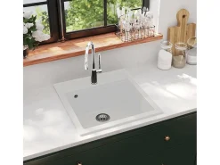 Herlaug Fregadero de cocina de granito con un seno blanco