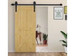 Herraje para puerta corredera negro 200x0.6x4 cm HOMCOM