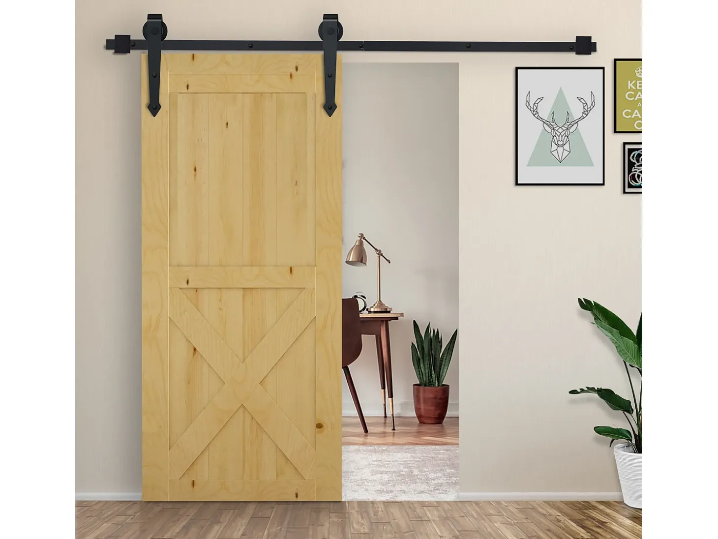 Herraje para puerta corredera negro 200x0.6x4 cm HOMCOM