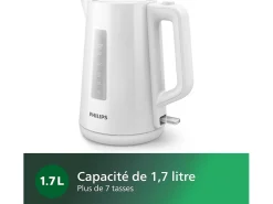 Hervidor de agua Daily HD9318/00 de 1,7 L - Tapa con resorte - Filtro antical - Blanco