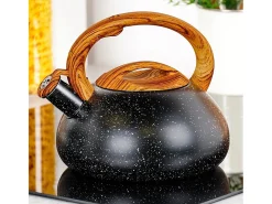 Hervidor De Agua De Acero Negro Con Silbato Y Capacidad De 3 Litros
