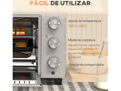 Horno de sobremesa Alec Homcom 1400W 21L 3 modos + temporizador gris 46 cm