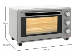 Horno de sobremesa Alec Homcom 1400W 21L 3 modos + temporizador gris 46 cm