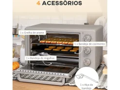Horno de sobremesa Alec Homcom 1400W 21L 3 modos + temporizador gris 46 cm