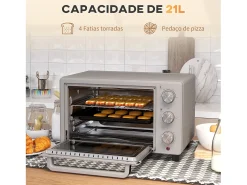 Horno de sobremesa Alec Homcom 1400W 21L 3 modos + temporizador gris 46 cm