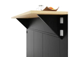 Isla central de cocina - carrito con ruedas y tomas - con plancha extensible - 2 puertas 2 cajones y 2 compartimentos - Negro