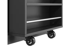 Isla central de cocina - mesa de comedor extensible - con toma de corriente - con ruedas y espacio de almacenamiento - Natural + Negro