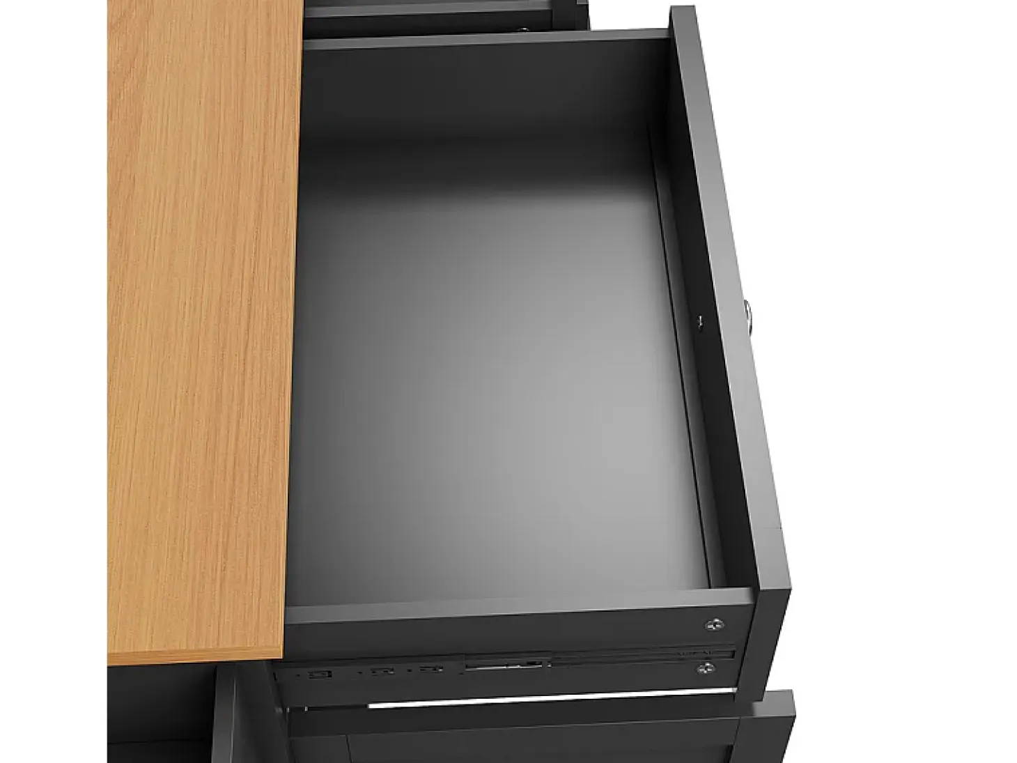 Isla central de cocina con 5 cajones 3 nichos y 1 puerta, con patas fijas y ruedas, 134x46x92cm - Negro