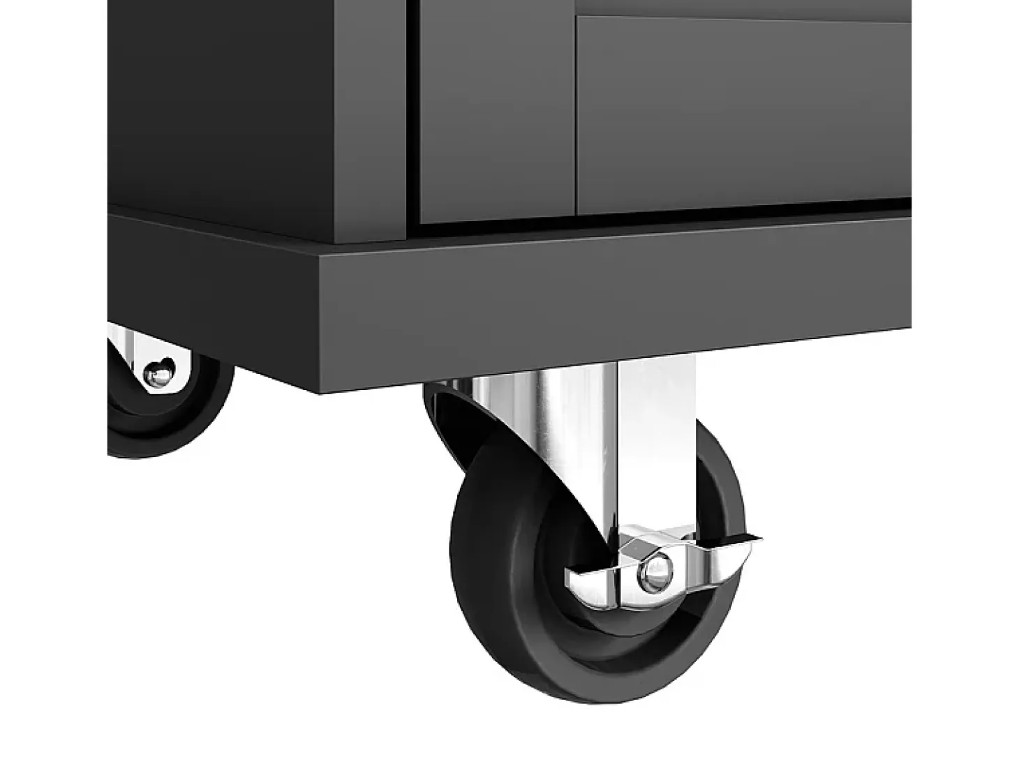 Isla central de cocina con 5 cajones 3 nichos y 1 puerta, con patas fijas y ruedas, 134x46x92cm - Negro
