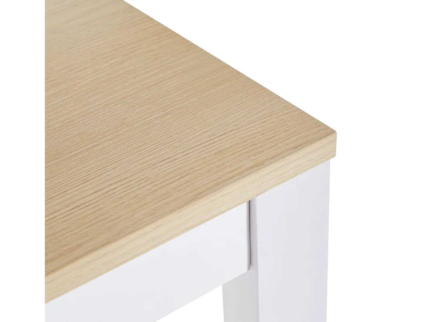 Isla central de cocina con 4 puertas - Tablero extensible - 118(180)x46x94 cm - Blanco + natural