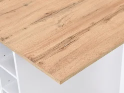 Isla central de cocina con 6 cajones y 4 estantes de MDF - Natural y Blanco - POMARELA