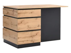 Isla central de cocina con 6 cajones y 4 compartimentos de MDF - Natural y Negro - POMARELA