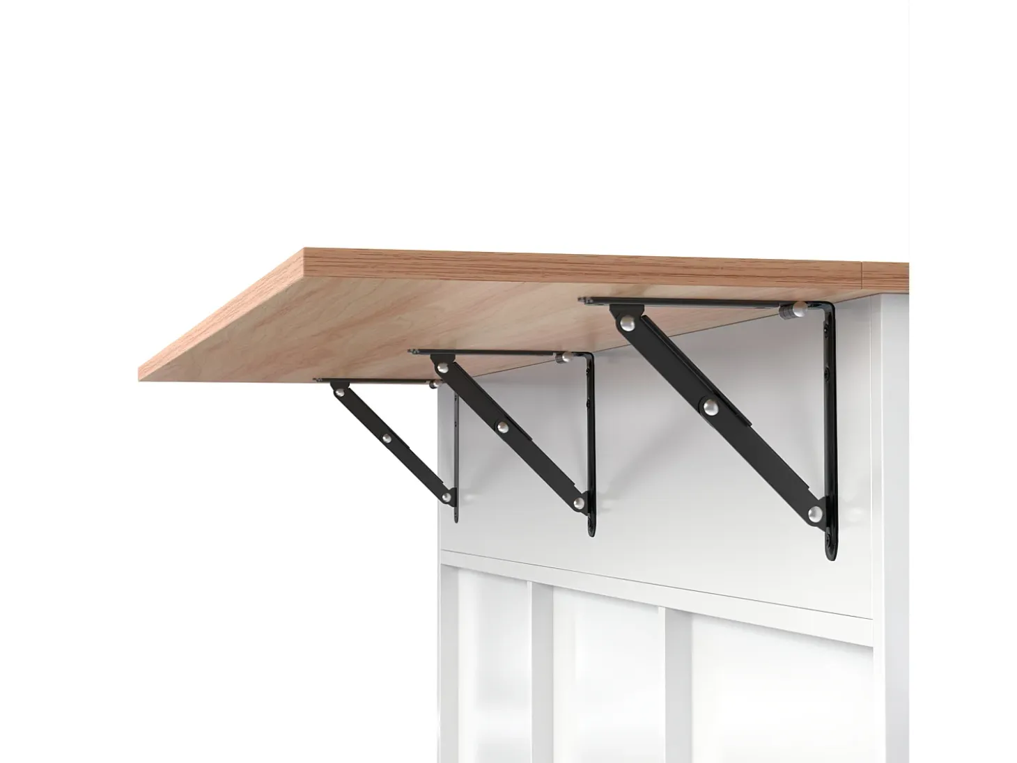 Isla central móvil con mesa plegable, 3 puertas y 2 cajones de almacenamiento - Blanco