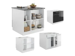 Isla de cocina antracita brillo intenso/blanco 90x60x82 fame-line