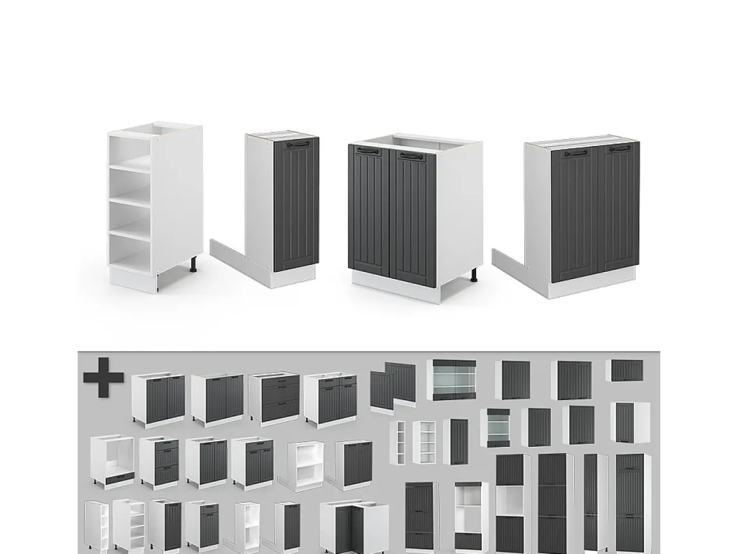 Isla de cocina antracita casa de campo/blanco 90x60x82 fame-line