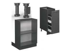 Isla de cocina antracita-oro landhaus 90x60x82 fame-line