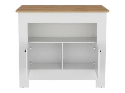 Isla de cocina Arlet en melamina con 2 puertas y 3 estantes , Blanco / Macadamia , 89.9 cm X 103 cm X 70 cm