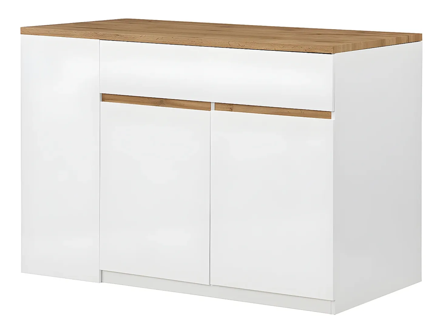 Isla de cocina atemporal - MDF - 130 cm de largo - Blanco y Natural - MEILI