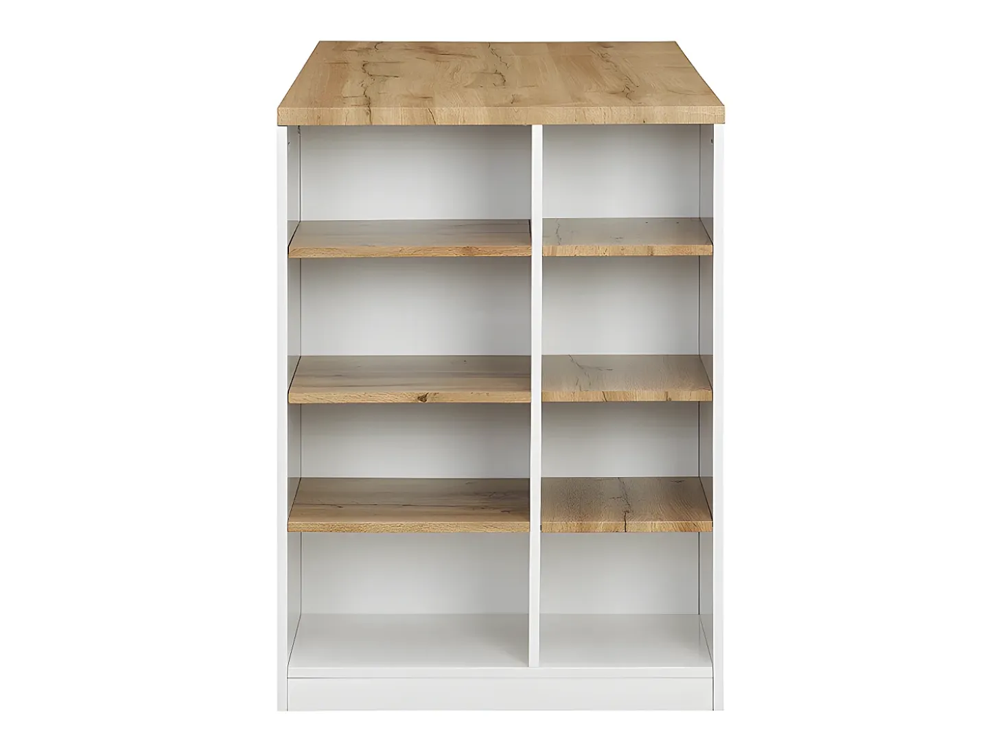Isla de cocina atemporal - MDF - 130 cm de largo - Blanco y Natural - MEILI