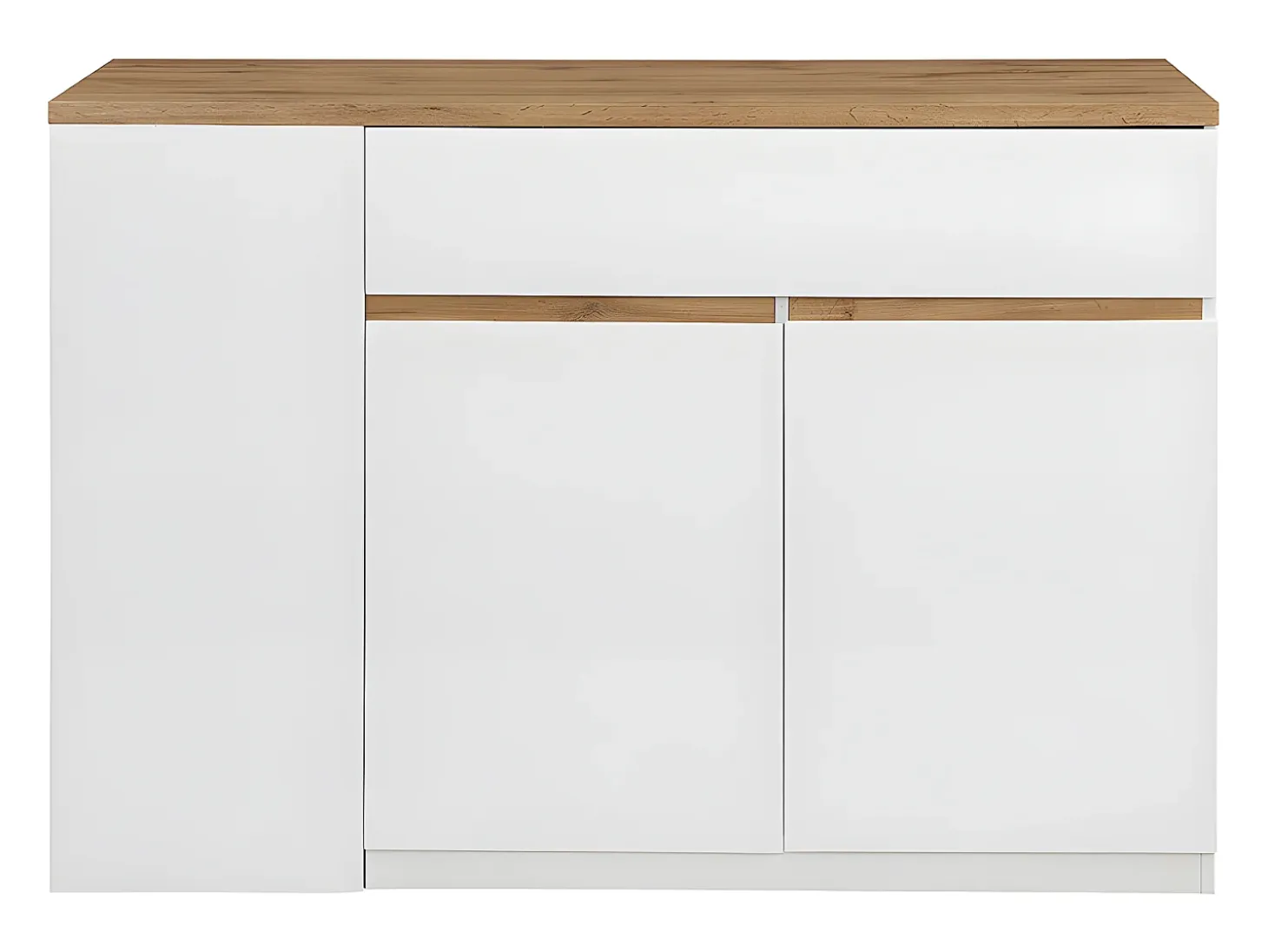 Isla de cocina atemporal - MDF - 130 cm de largo - Blanco y Natural - MEILI