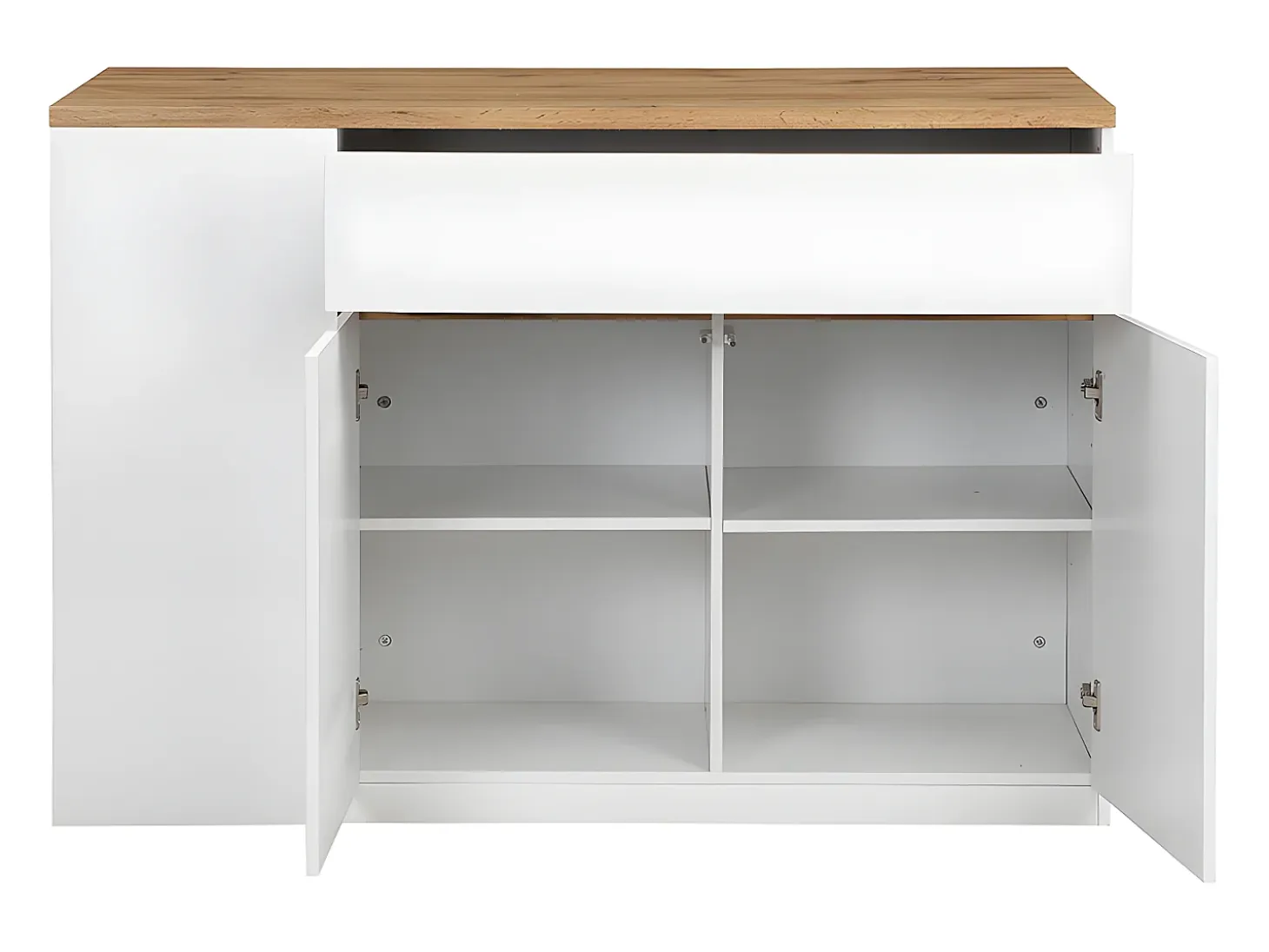 Isla de cocina atemporal - MDF - 130 cm de largo - Blanco y Natural - MEILI