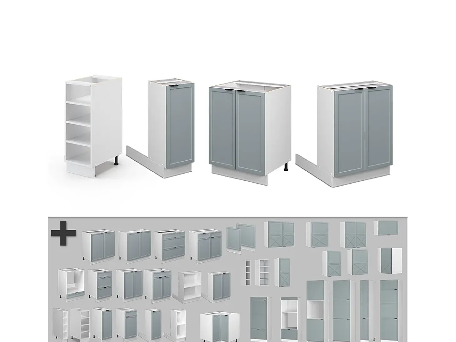 Isla de cocina azul claro-gris 90x60x82 fame-line