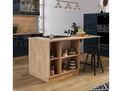 Isla de cocina azul oscuro alto brillo 90x60x82 fame-line