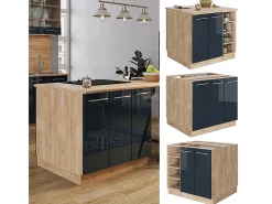 Isla de cocina azul oscuro alto brillo 90x60x82 fame-line