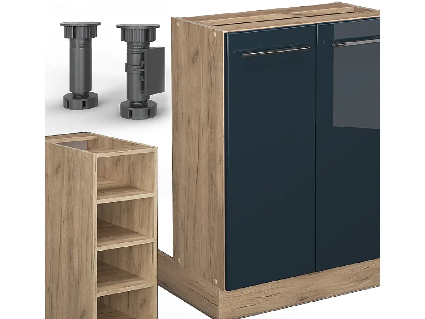 Isla de cocina azul oscuro alto brillo 90x60x82 fame-line