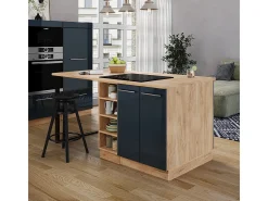 Isla de cocina azul oscuro alto brillo 90x60x82 fame-line