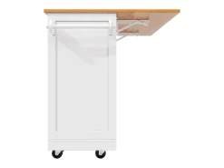 Isla de cocina blanca - Carrito de cocina con 2 cajones y 4 puertas - Especiero y toallero