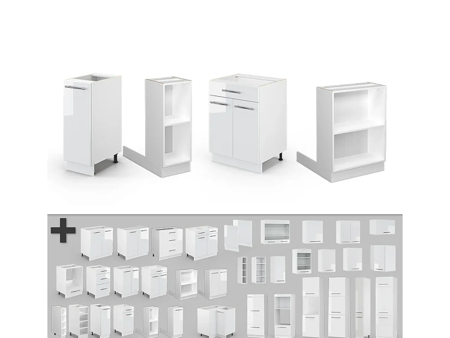 Isla de cocina blanco alto brillo/blanco 90x60x82 fame-line