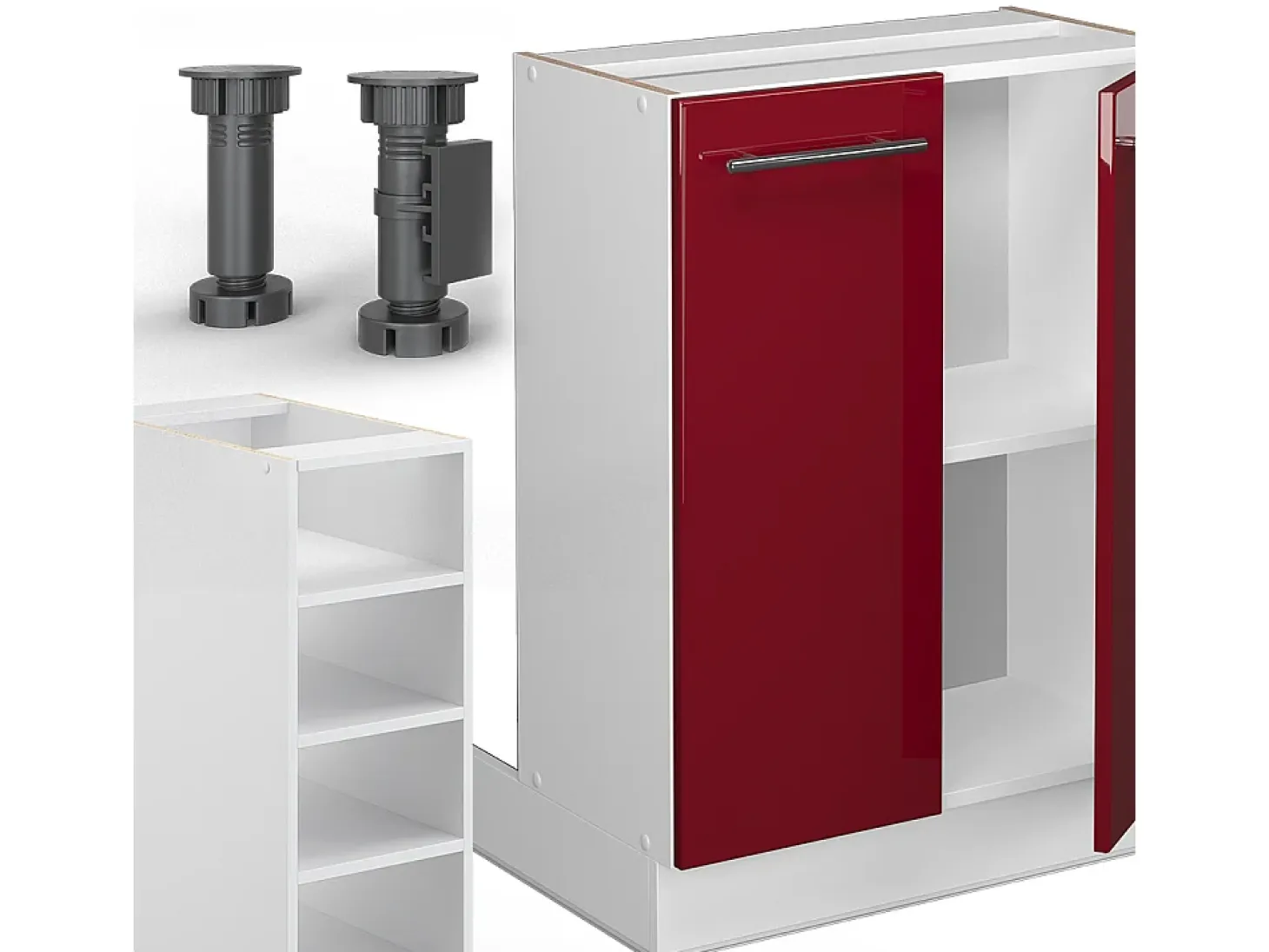Isla de cocina burdeos brillo intenso/blanco 90x60x82 fame-line