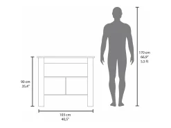 Isla de cocina Cala en melamina con 3 estantes , Rovere / Negro , 90 cm X 103 cm X 70 cm