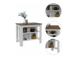 Isla de cocina Cala, tres estantes y cuatro patas 90 CM A X 103 CM An X 70 CM P. Blanco / Caramelo