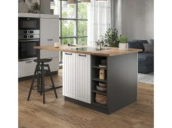 Isla de cocina casa de campo blanca/antracita 90x60x82 fame-line