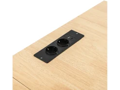 Isla de cocina central móvil 120x40-80x92 cm - con ruedas - con USB - 2 cajones y 2 puertas - tablero extensible - con toallero - negro