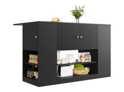 Isla de cocina con 2 cajones y 3 puertas - Negro