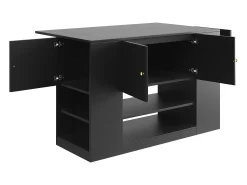 Isla de cocina con 2 cajones y 3 puertas - Negro