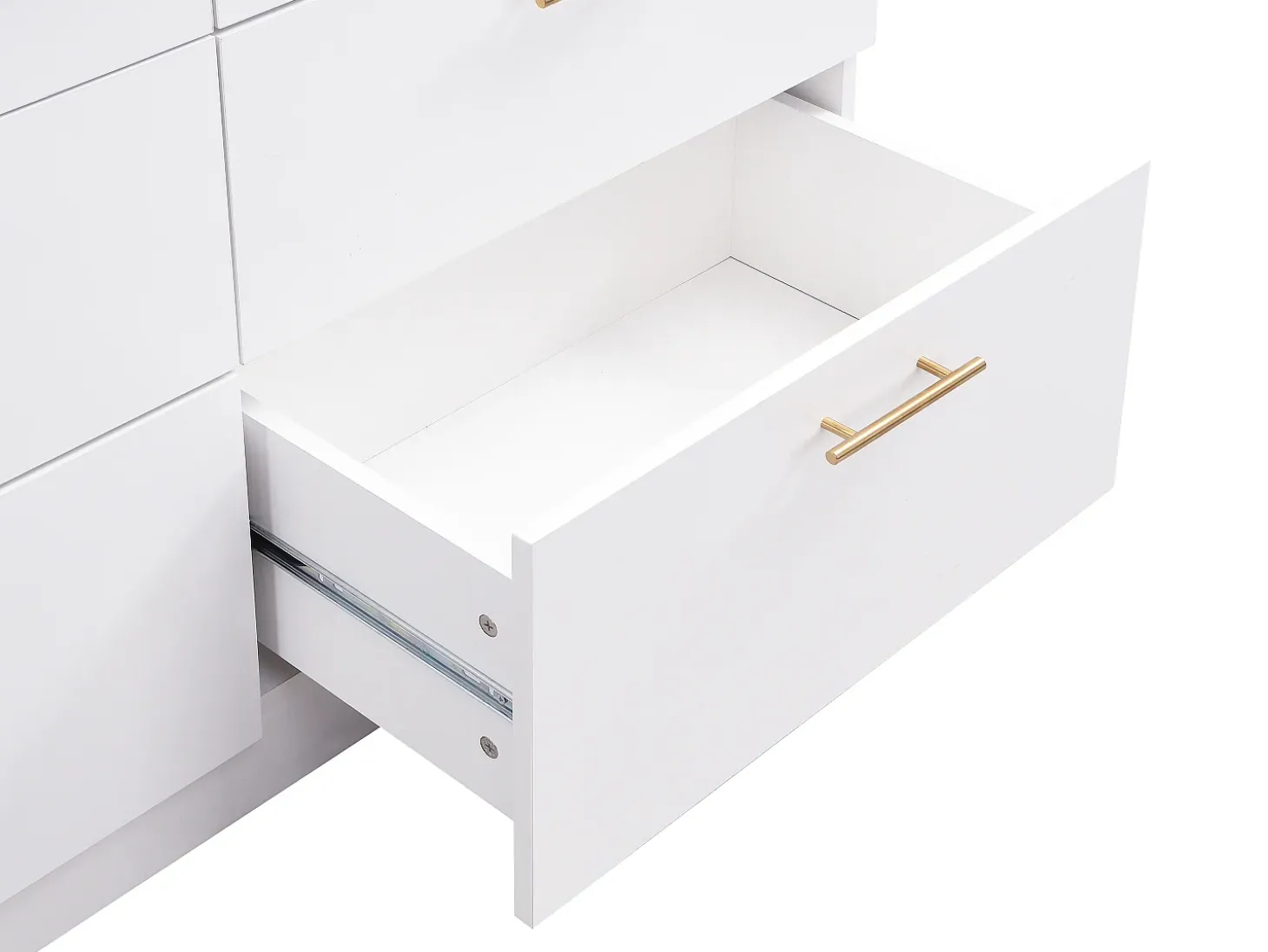 Isla de cocina con 6 cajones de MDF y metal - Efecto mármol blanco - ALEGRITA