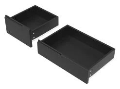 Isla de cocina con 8 cajones - Carro con ruedas y tapa abatible - Negro
