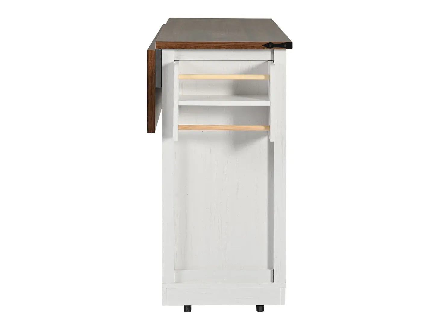 Isla de cocina con 2 puertas correderas y 3 cajones - Blanca y marrón