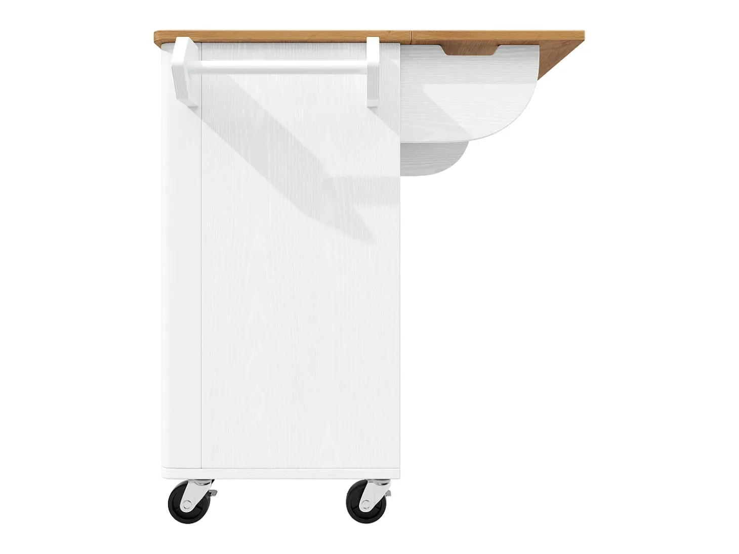 Isla de cocina con 3 puertas - Carrito de servicio de madera MDF - Blanco y natural claro