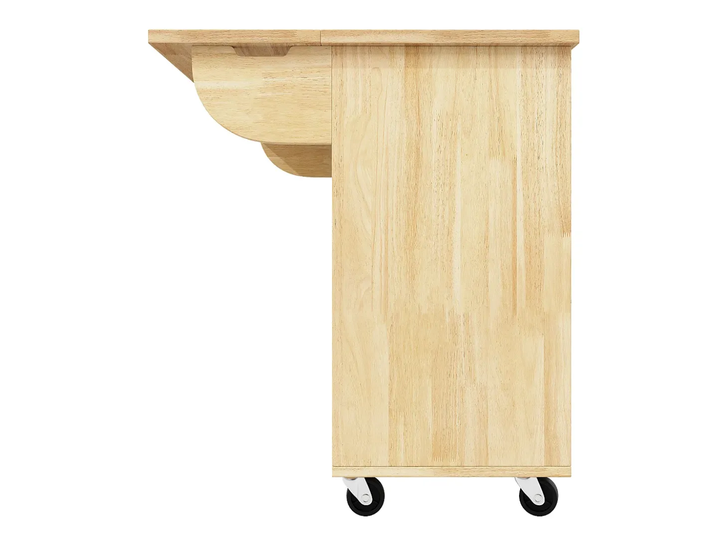 Isla de cocina con 2 puertas y 3 cajones, encimera extensible, diseño de tablero de ajedrez, color natural